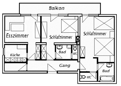 Floor plan of the Alpkopf apartment in the Ausfernerhof